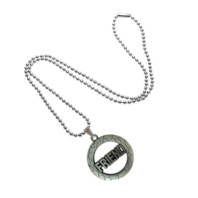 Round Friend Silver Metal Pendant